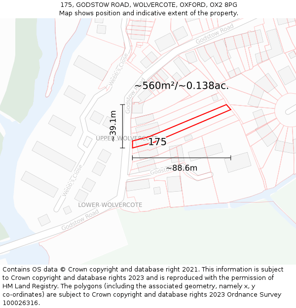 175, GODSTOW ROAD, WOLVERCOTE, OXFORD, OX2 8PG: Plot and title map