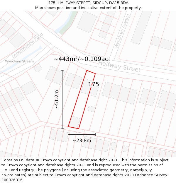 175, HALFWAY STREET, SIDCUP, DA15 8DA: Plot and title map