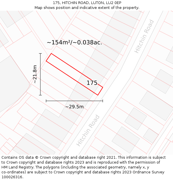 175, HITCHIN ROAD, LUTON, LU2 0EP: Plot and title map