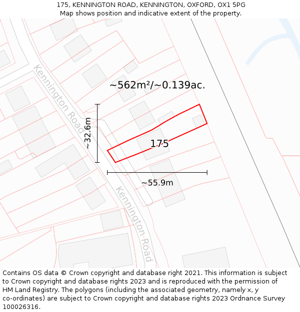 175, KENNINGTON ROAD, KENNINGTON, OXFORD, OX1 5PG: Plot and title map