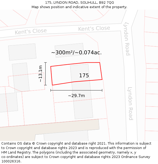 175, LYNDON ROAD, SOLIHULL, B92 7QG: Plot and title map