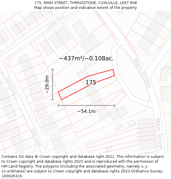 175, MAIN STREET, THRINGSTONE, COALVILLE, LE67 8NE: Plot and title map