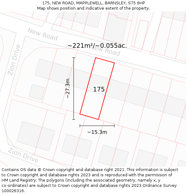 175, NEW ROAD, MAPPLEWELL, BARNSLEY, S75 6HP: Plot and title map