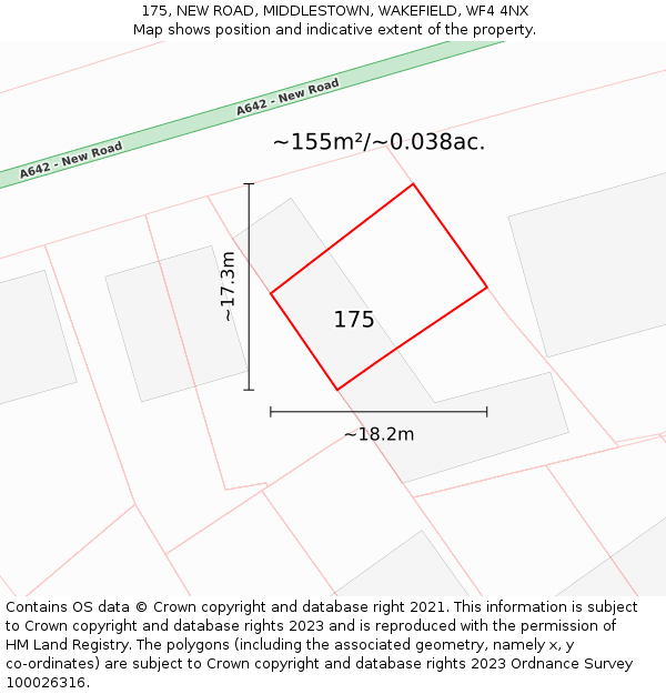 175, NEW ROAD, MIDDLESTOWN, WAKEFIELD, WF4 4NX: Plot and title map
