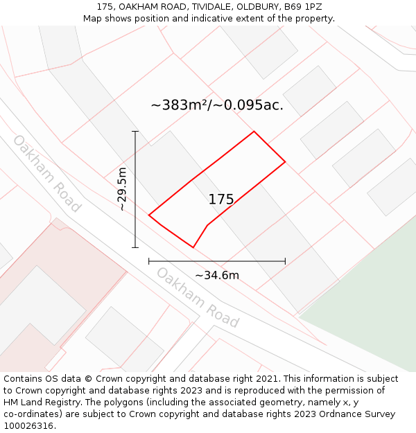 175, OAKHAM ROAD, TIVIDALE, OLDBURY, B69 1PZ: Plot and title map