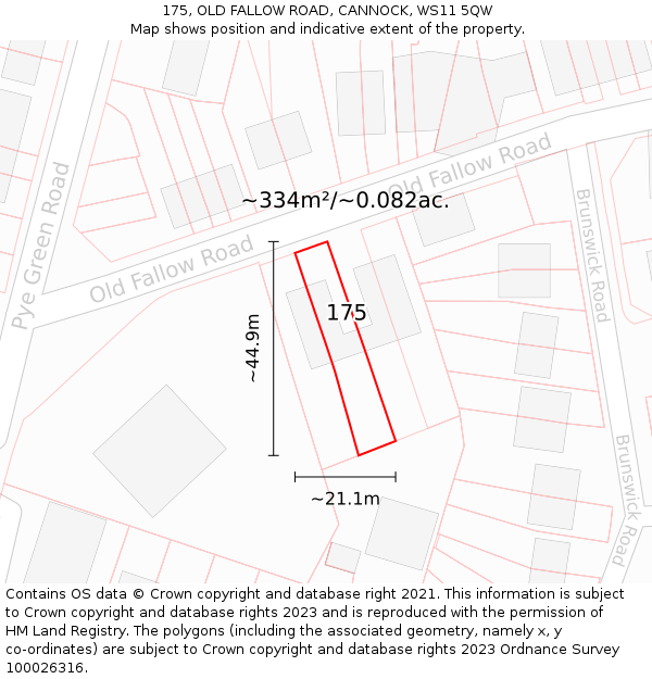 175, OLD FALLOW ROAD, CANNOCK, WS11 5QW: Plot and title map