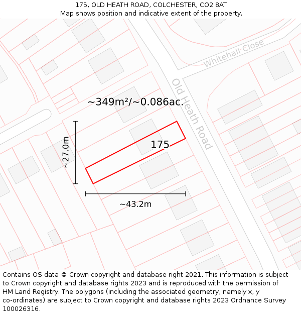 175, OLD HEATH ROAD, COLCHESTER, CO2 8AT: Plot and title map