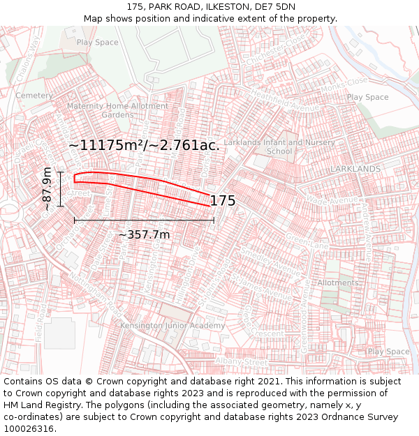 175, PARK ROAD, ILKESTON, DE7 5DN: Plot and title map