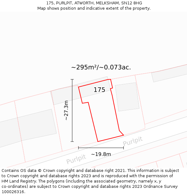 175, PURLPIT, ATWORTH, MELKSHAM, SN12 8HG: Plot and title map