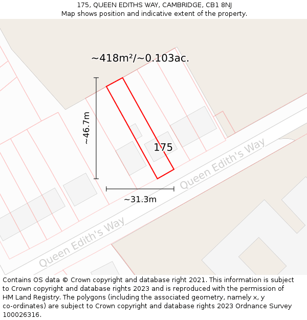 175, QUEEN EDITHS WAY, CAMBRIDGE, CB1 8NJ: Plot and title map