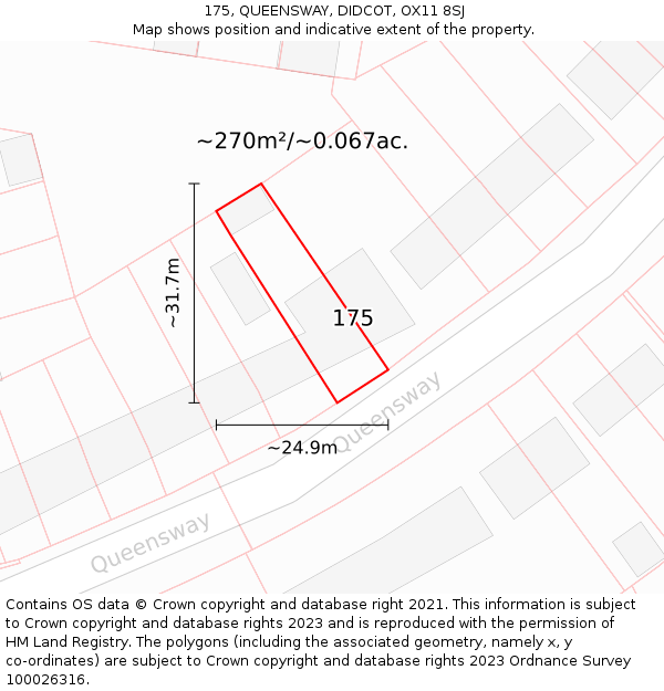 175, QUEENSWAY, DIDCOT, OX11 8SJ: Plot and title map