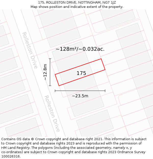 175, ROLLESTON DRIVE, NOTTINGHAM, NG7 1JZ: Plot and title map