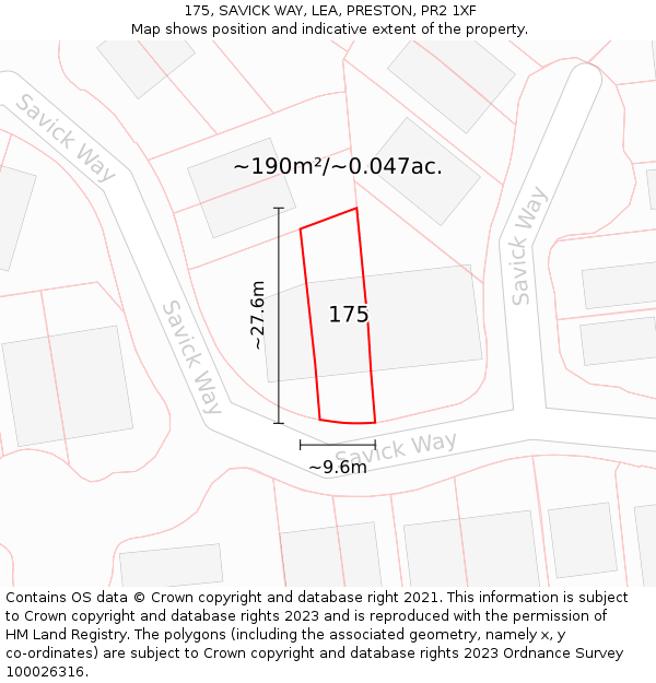 175, SAVICK WAY, LEA, PRESTON, PR2 1XF: Plot and title map