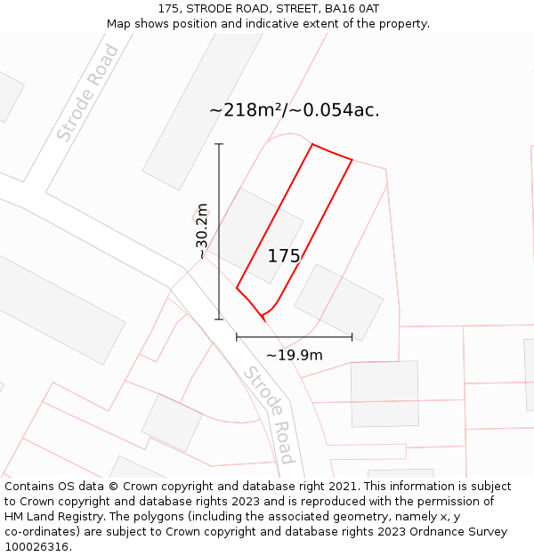 175, STRODE ROAD, STREET, BA16 0AT: Plot and title map
