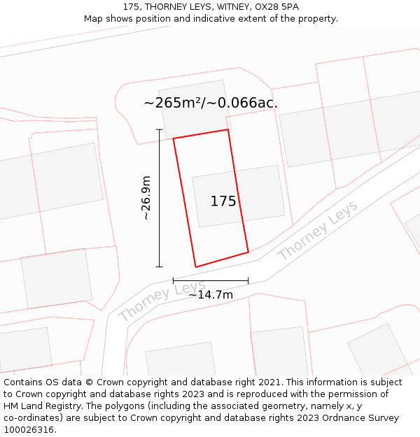 175, THORNEY LEYS, WITNEY, OX28 5PA: Plot and title map
