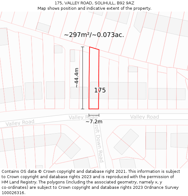 175, VALLEY ROAD, SOLIHULL, B92 9AZ: Plot and title map
