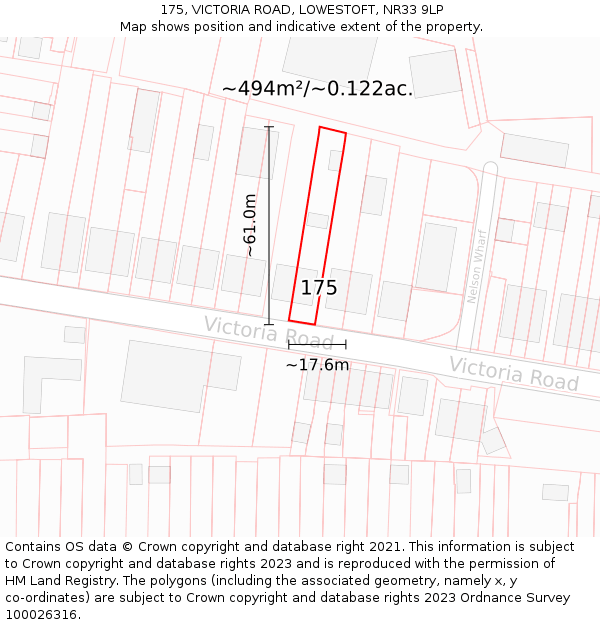 175, VICTORIA ROAD, LOWESTOFT, NR33 9LP: Plot and title map