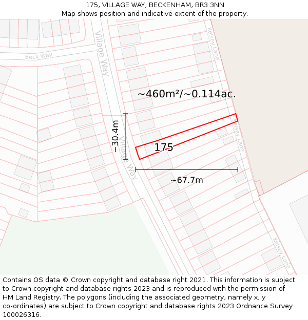 175, VILLAGE WAY, BECKENHAM, BR3 3NN: Plot and title map