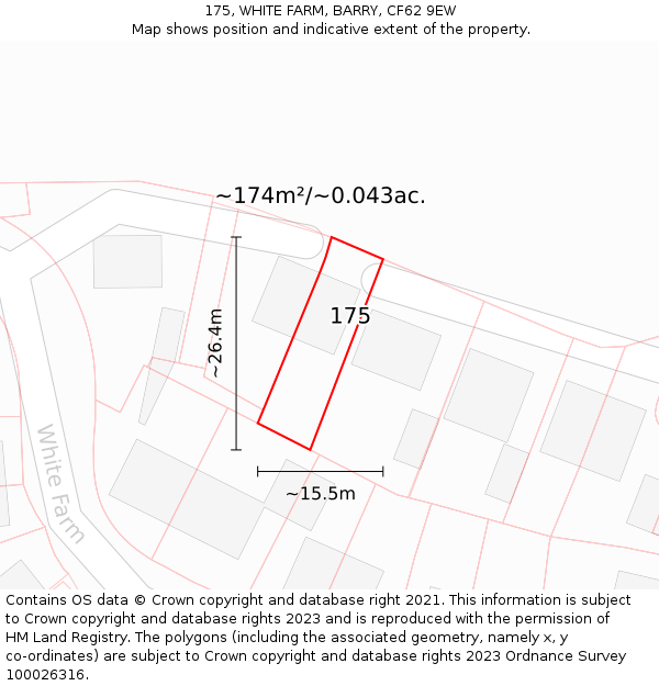 175, WHITE FARM, BARRY, CF62 9EW: Plot and title map