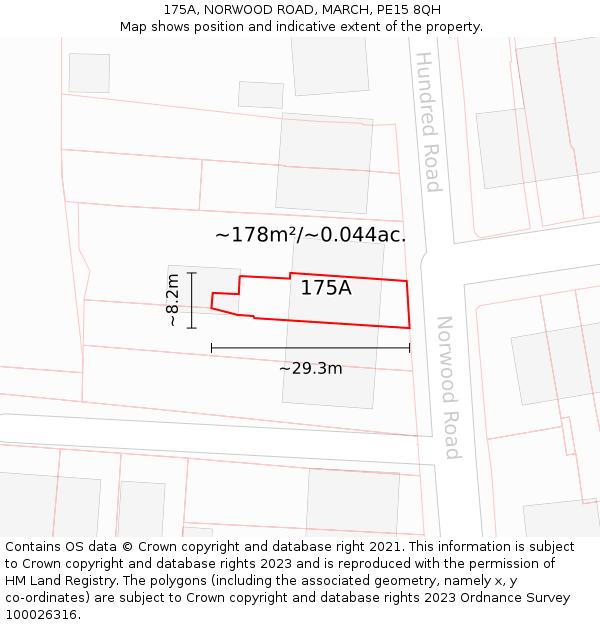 175A, NORWOOD ROAD, MARCH, PE15 8QH: Plot and title map