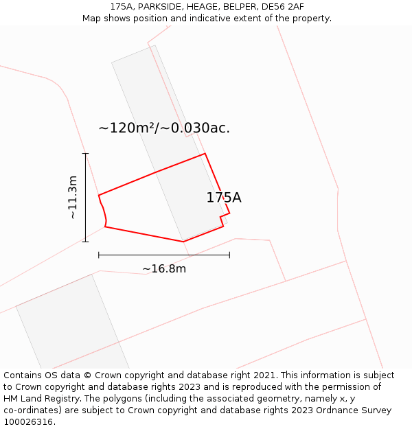 175A, PARKSIDE, HEAGE, BELPER, DE56 2AF: Plot and title map