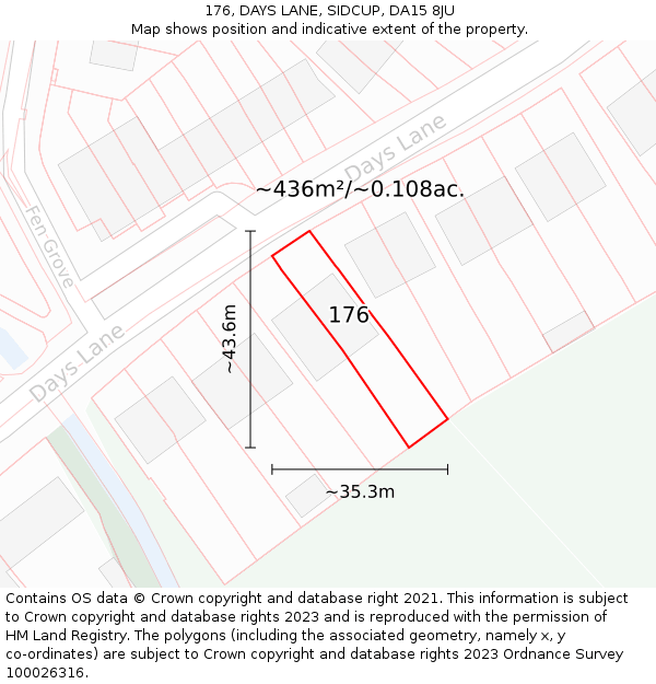 176, DAYS LANE, SIDCUP, DA15 8JU: Plot and title map