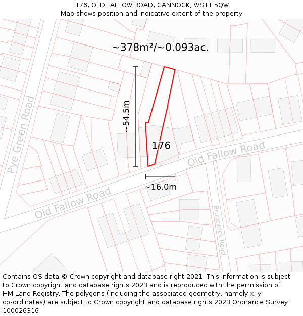 176, OLD FALLOW ROAD, CANNOCK, WS11 5QW: Plot and title map