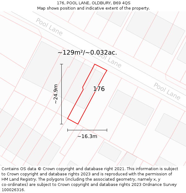 176, POOL LANE, OLDBURY, B69 4QS: Plot and title map