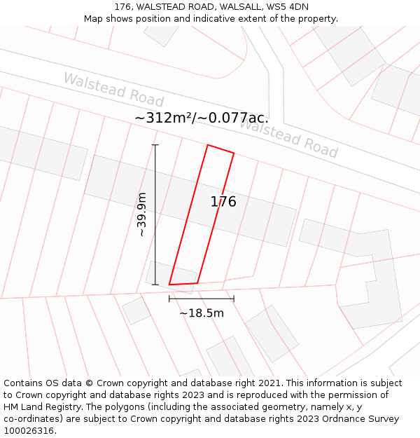 176, WALSTEAD ROAD, WALSALL, WS5 4DN: Plot and title map