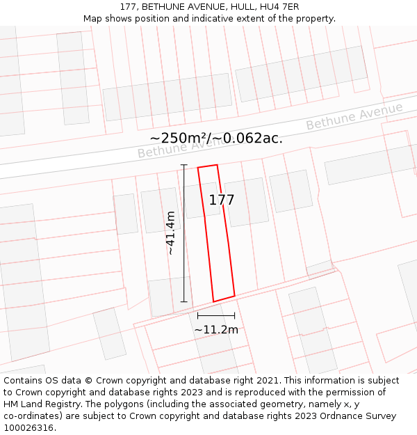 177, BETHUNE AVENUE, HULL, HU4 7ER: Plot and title map