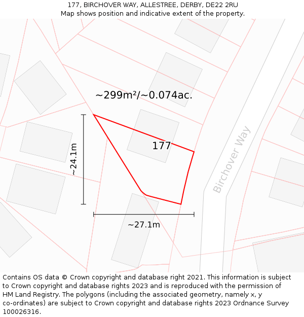 177, BIRCHOVER WAY, ALLESTREE, DERBY, DE22 2RU: Plot and title map