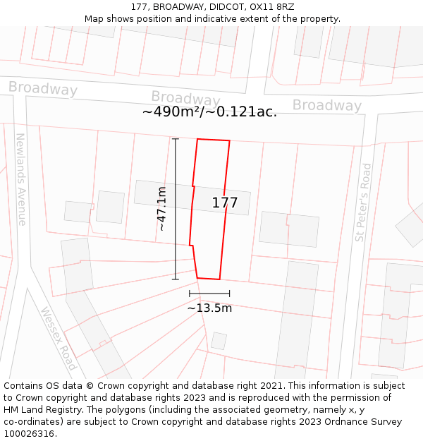 177, BROADWAY, DIDCOT, OX11 8RZ: Plot and title map