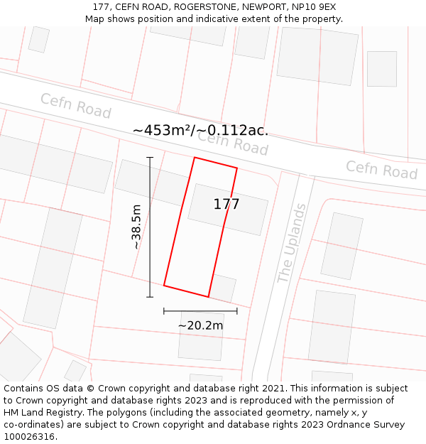 177, CEFN ROAD, ROGERSTONE, NEWPORT, NP10 9EX: Plot and title map