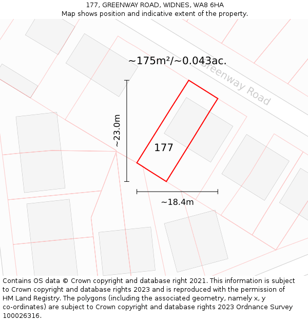 177, GREENWAY ROAD, WIDNES, WA8 6HA: Plot and title map