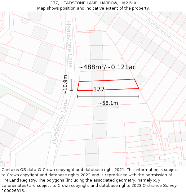 177, HEADSTONE LANE, HARROW, HA2 6LX: Plot and title map