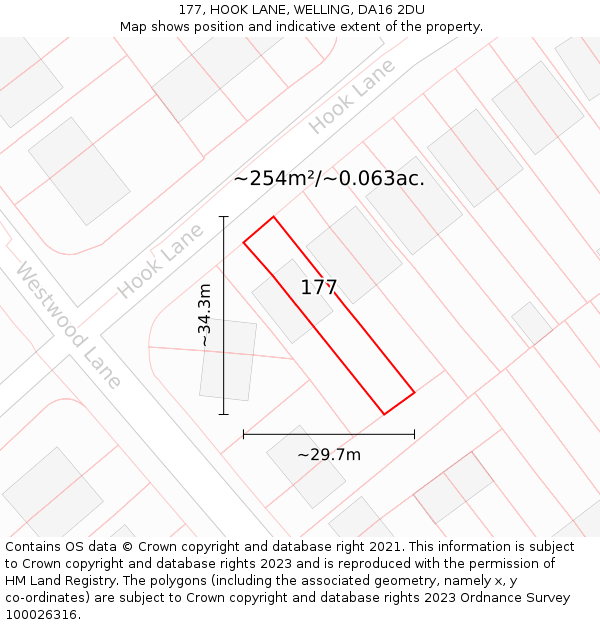 177, HOOK LANE, WELLING, DA16 2DU: Plot and title map