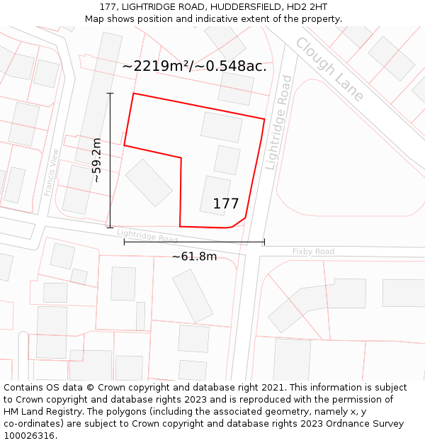 177, LIGHTRIDGE ROAD, HUDDERSFIELD, HD2 2HT: Plot and title map