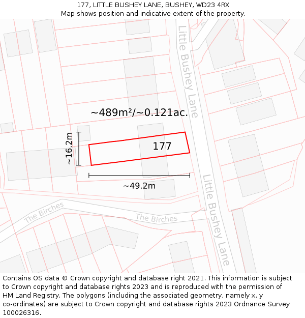 177, LITTLE BUSHEY LANE, BUSHEY, WD23 4RX: Plot and title map