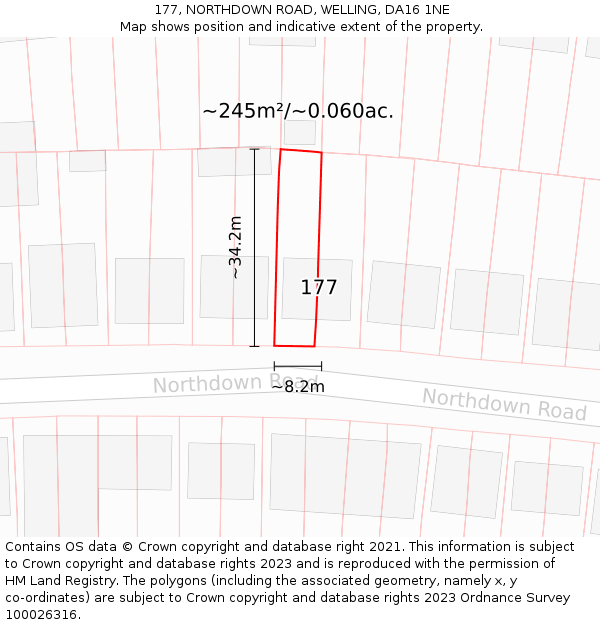 177, NORTHDOWN ROAD, WELLING, DA16 1NE: Plot and title map