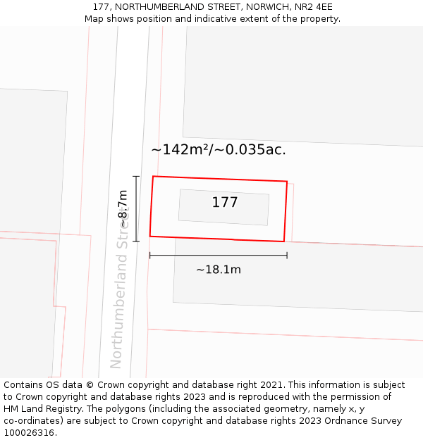 177, NORTHUMBERLAND STREET, NORWICH, NR2 4EE: Plot and title map
