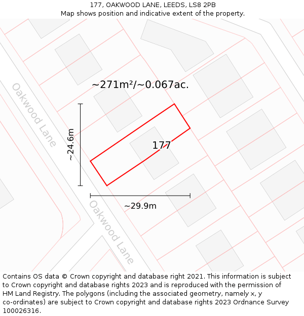 177, OAKWOOD LANE, LEEDS, LS8 2PB: Plot and title map