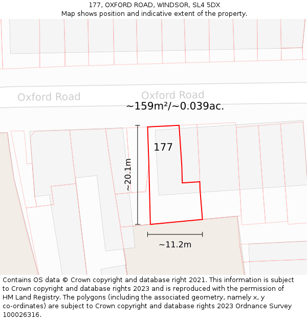 177, OXFORD ROAD, WINDSOR, SL4 5DX: Plot and title map