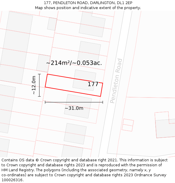 177, PENDLETON ROAD, DARLINGTON, DL1 2EP: Plot and title map