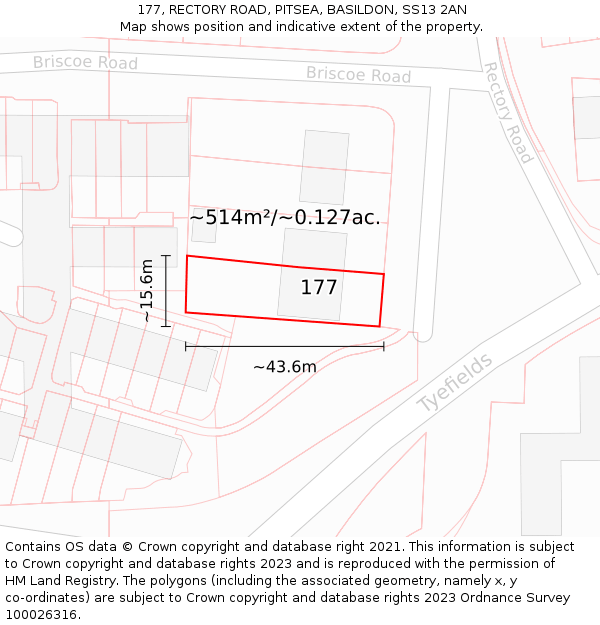 177, RECTORY ROAD, PITSEA, BASILDON, SS13 2AN: Plot and title map