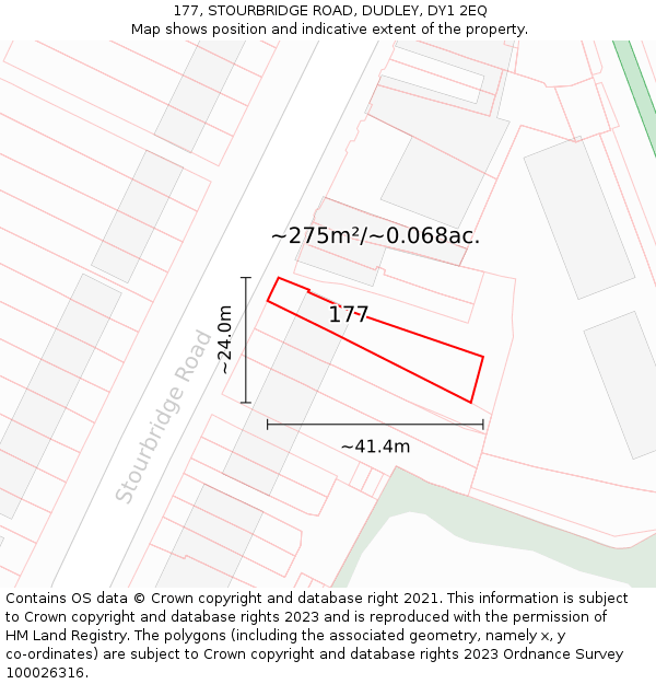 177, STOURBRIDGE ROAD, DUDLEY, DY1 2EQ: Plot and title map