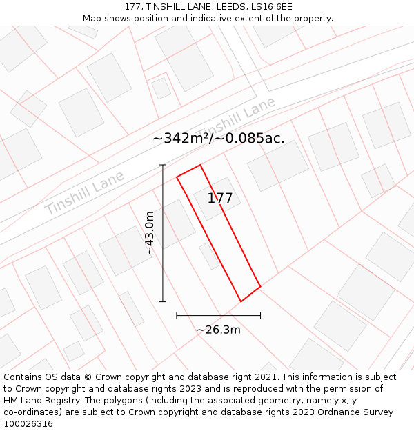 177, TINSHILL LANE, LEEDS, LS16 6EE: Plot and title map