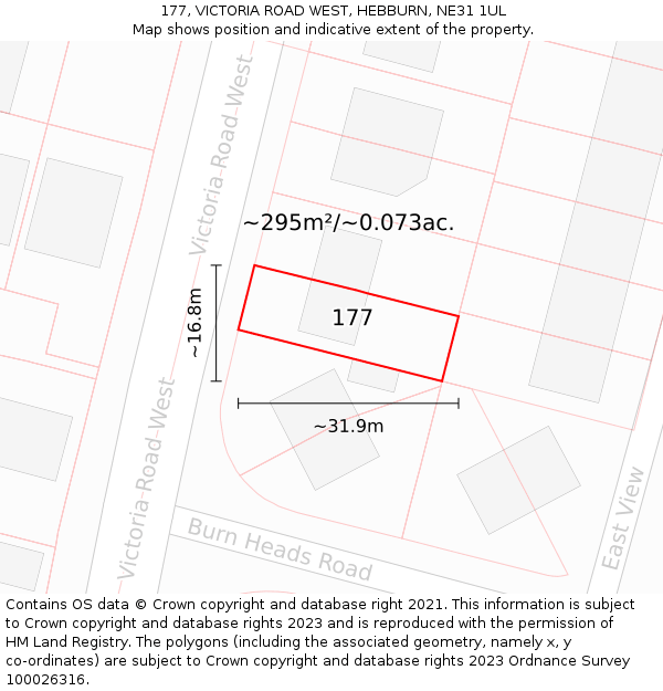 177, VICTORIA ROAD WEST, HEBBURN, NE31 1UL: Plot and title map