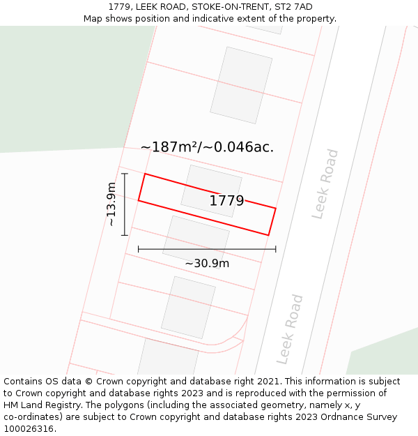1779, LEEK ROAD, STOKE-ON-TRENT, ST2 7AD: Plot and title map