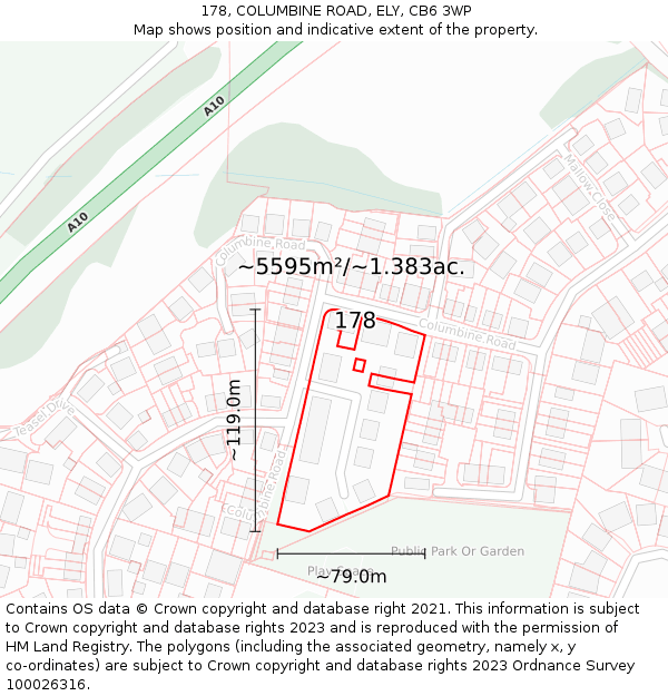 178, COLUMBINE ROAD, ELY, CB6 3WP: Plot and title map