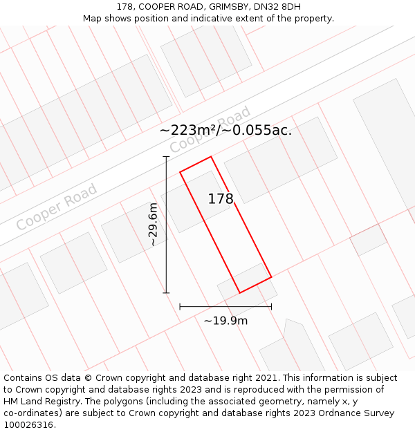 178, COOPER ROAD, GRIMSBY, DN32 8DH: Plot and title map